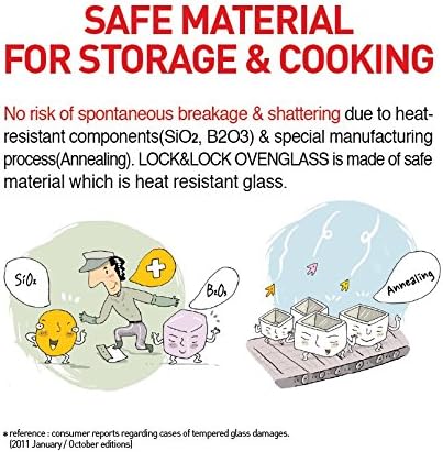 LOCK & LOCK Ovenglass Heat Resistant Glass Round Food Storage Container with Steam Vent, 32.12-oz / 4.02-cup