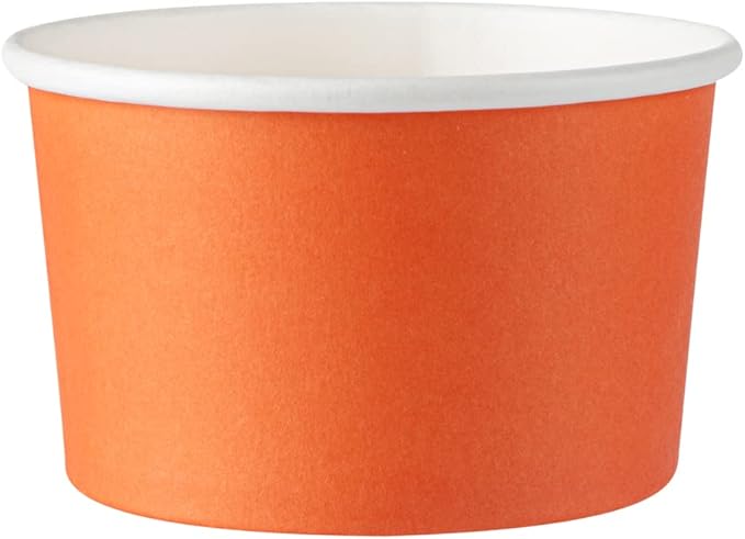 Coppetta 5-Ounce Dessert Cups, 50 Disposable Ice Cream Cups - Lids Sold Separately, Sturdy, Orange Paper Frozen Yogurt Bowls, For Hot And Cold Foods, Perfect For Gelato Or Mousse - Restaurantware