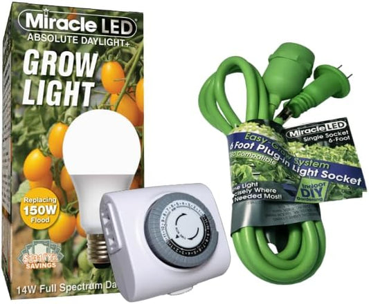Miracle LED Full Spectrum Single Socket Absolute Daylight Plus Light Fixture with Timer