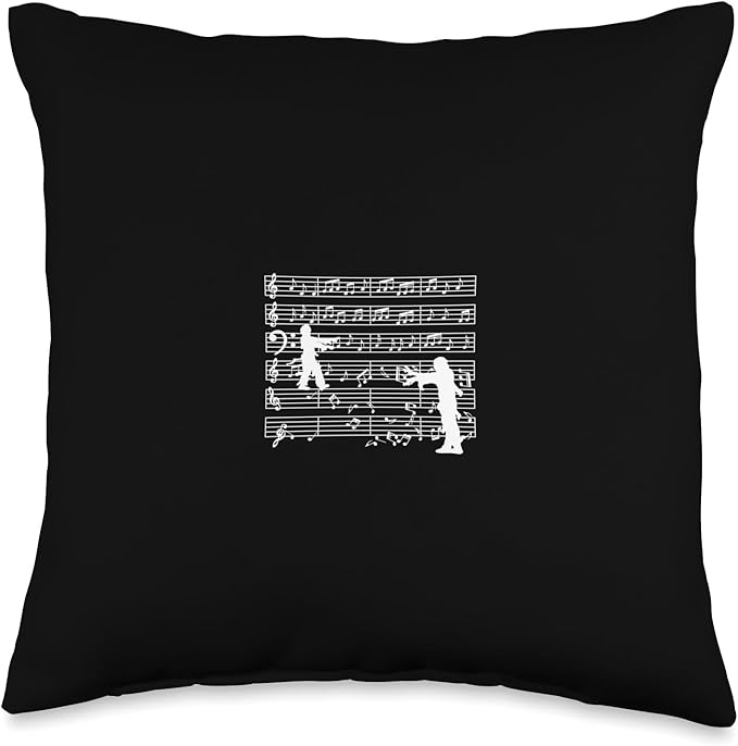 Music Notes with Zombi on Music Sheet - Music Teacher Throw Pillow