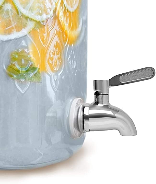 Beverage Dispenser Replacement Spigot, Stainless Steel Non-Corrosive Spout, Easy Installation Under 10-Minutes, Excellent Continuous Flow, Sturdy, Stylish Alternative for Flimsy Plastic Taps, 2 Pcs