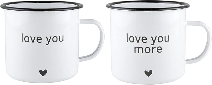 Santa Barbara Design Studio Wedding Enamelware Coffee Mugs, Set of 2, Love You More