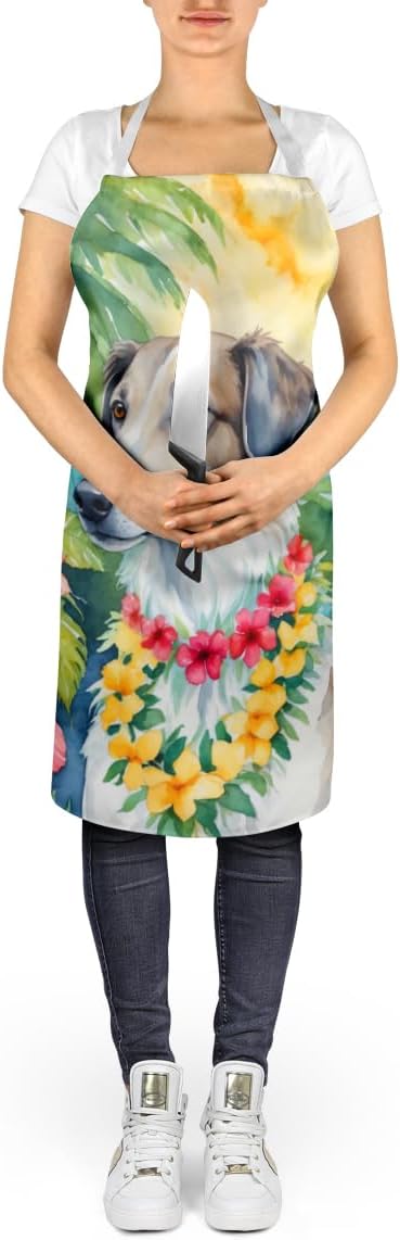 Caroline's Treasures Borzoi Luau Apron Cooking Kitchen Server Baking Crafts Gardening for Adult Women Men, Unisex, Large, Multicolor