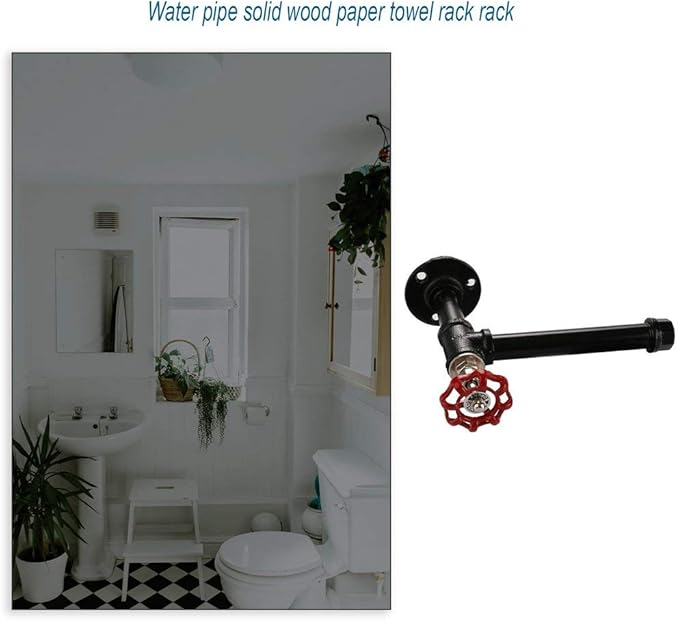 Paper Roll Holder Towel Hanger Bathroom Roll Holder Durable Industrial Water Pipe Napkin Holder Paper Towel Rack Holder for Kitchen Wall Mount Cabinet Hanging Paper Towel Rack