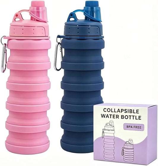 Collapsible Water Bottles Travel water bottle Sports Portable Sport Water Bottle Reusable Water Bottles comes with mountaineering Buckle 500ml silicone Water-proof camping water bottle