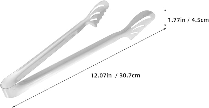 Operitacx Stainless Steel Bbq Tongs Large Metal Food Clips Anti-scalding Kitchen Bread and Steak Serving Tongs for Grilling and Baking
