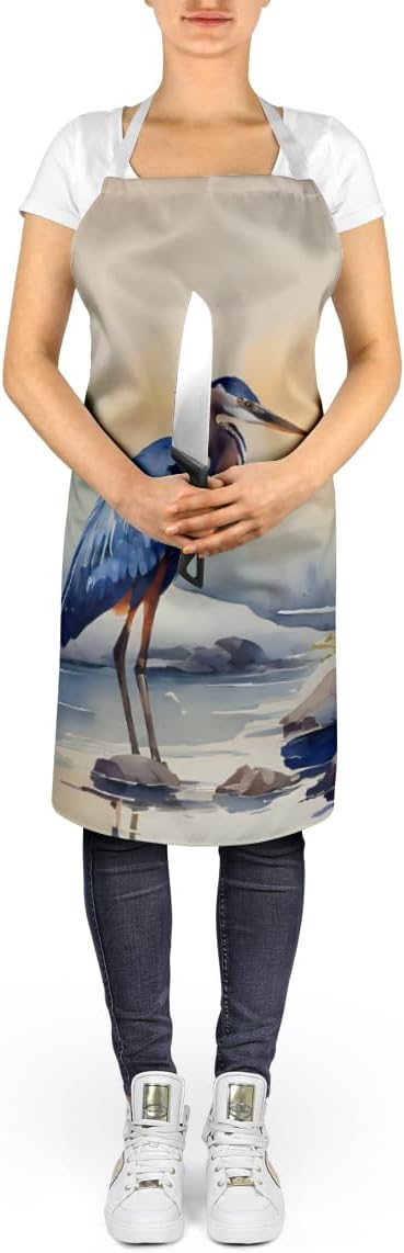 Caroline's Treasures Blue Heron Apron Cooking Kitchen Server Baking Crafts Gardening for Adult Women Men, Unisex, Large, Multicolor
