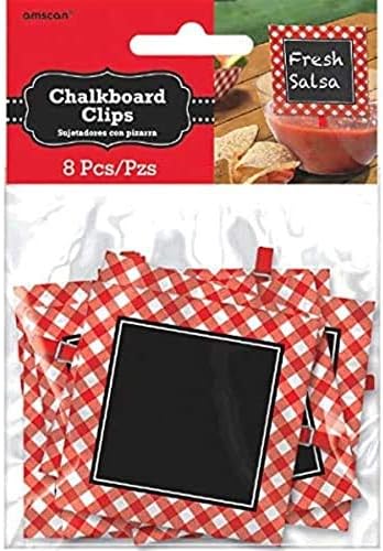 Amscan Picnic Party Chalkboard Clips - 3' x 3', Red Gingham, 8 Pcs