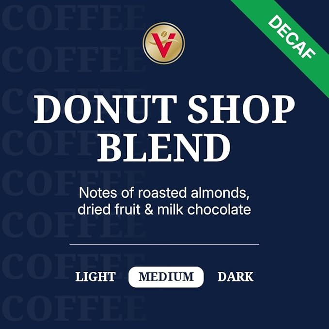 Victor Allen's Coffee Decaf Donut Shop, 12 Count, Medium Roast, Single Serve Coffee Pods for Keurig K-Cup Brewers