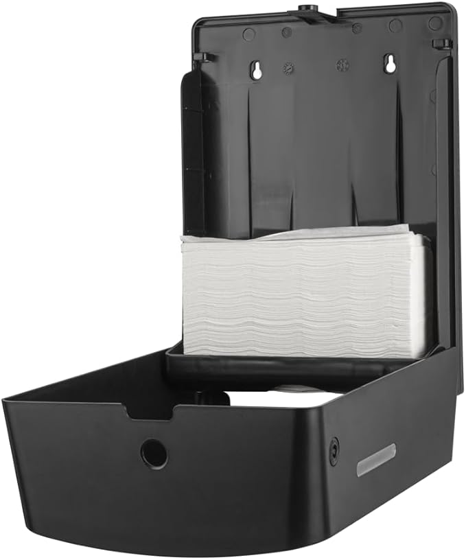 EZbrnd Wall Mount MULTIFOLD Paper Towel Dispenser for Kitchen/Bathroom/Office/RV/Airbnb, Black, 3300B-EZ