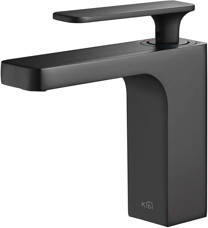 KIBI Infinity Single Handle Bathroom Vanity Sink Faucet | Solid Brass Lavatory Faucet with High Arc Spout for Smooth Water Flow | Includes Water Hose for Easy Installation (Matte Black, KBF1006)