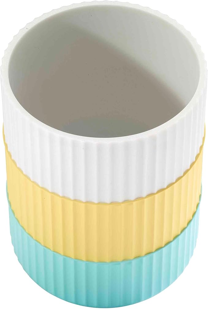 Izod - Wastebasket, Trash Can for Home, Resin Bathroom Accessories, Dorm Room Essentials, Striped Bathroom Decor (Clubhouse Collection, Aqua)