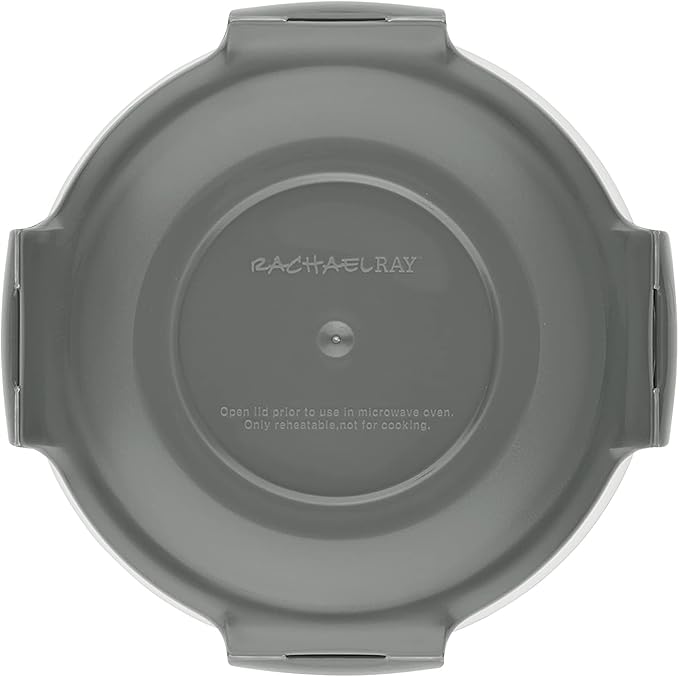 Rachael Ray Leak-Proof Nestable Container Food Storage Bin Set, 10-Piece, Clear with Gray Lids