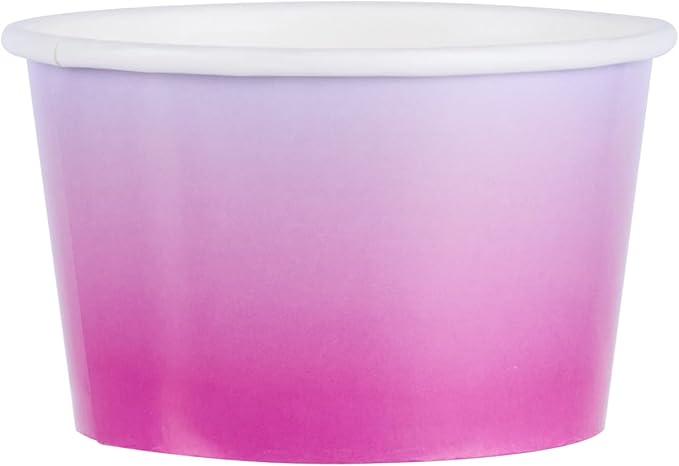 Coppetta 8 Ounce Dessert Cups, 50 Greaseproof Ice Cream Cups - Lids Sold Separately, For Hot And Cold Foods, Purple And Blue Ombre Paper Yogurt Bowls, Disposable, Sturdy - Restaurantware