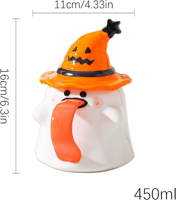 Cute Coffee Mugs | Halloween Water Cup White Ceramic | Tea Drinkware Drink Container for Restaurant Farmhouse Home Apartment Kitchen Hotel