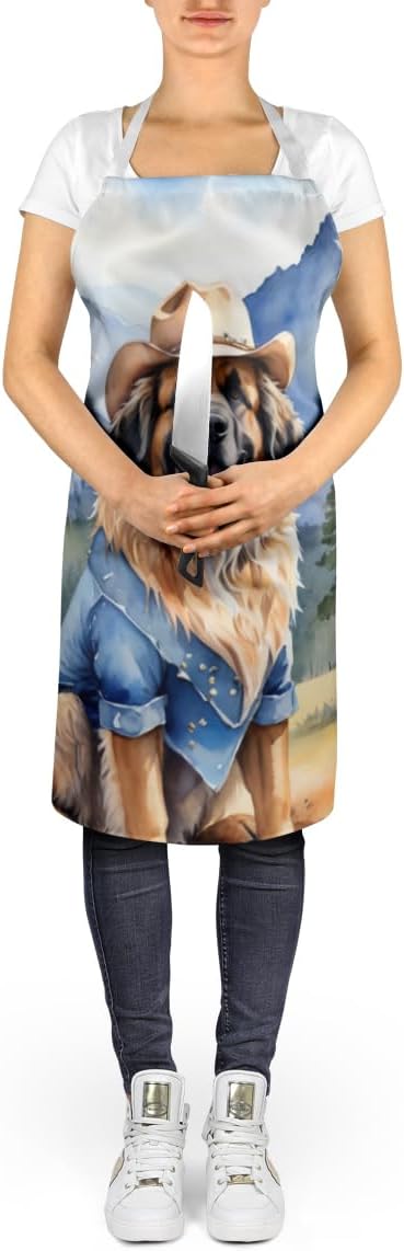 Caroline's Treasures Leonberger Cowboy Welcome Apron Cooking Kitchen Server Baking Crafts Gardening for Adult Women Men, Unisex, Large, Multicolor