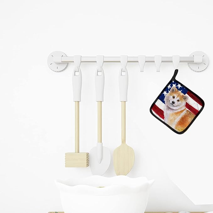 Caroline's Treasures BB9678PTHD Shiba Inu Patriotic Pair of Pot Holders Kitchen Heat Resistant Pot Holders Sets Oven Hot Pads for Cooking Baking BBQ, 7 1/2 x 7 1/2