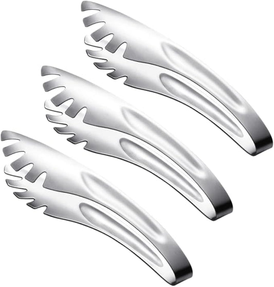Spatula Metal Bread Toaster Sandwich Toaster 3pcs BBQ Tongs Pasta Noodles Tongs Bread Tongs Serving Clips Stainless Steel Food Clip Kitchen Serving Tongs Fixture Snack Appetizer, Silver