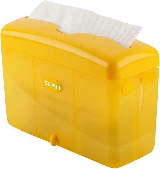 EZbrnd Countertop SLIMFOLD Hand Towel Dispenser for Kitchen/Bathroom/Office/RV/Airbnb, Guest Towel Holder, Sunburst Yellow