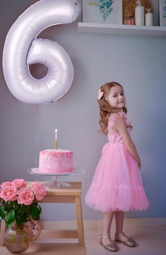 Balloon Numbers 40 Inch 5 Ballon for 5th Birthday Decorations, 15 25 35 50 Big Cream Purple Number Balloons for Wedding Photo Shoot Party Decor