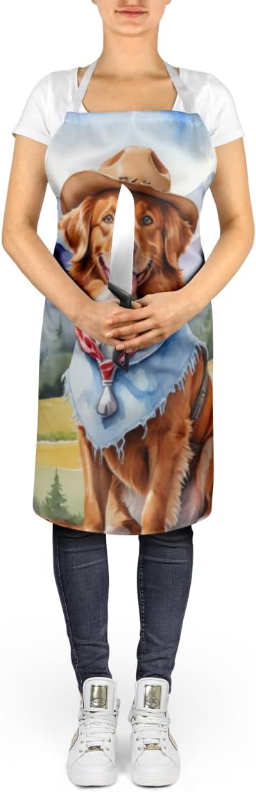 Caroline's Treasures Nova Scotia Duck Tolling Retriever Cowboy Welcome Apron Cooking Kitchen Server Baking Crafts Gardening for Adult Women Men, Unisex, Large, Multicolor