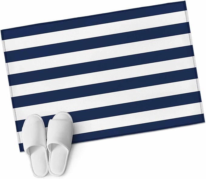 Area Rug 2x3ft, Nautical Black and White Stripes Washable Rugs for Living Room Bedroom, Striped Soft Non-Slip Area Rugs Rectangle Floor Carpet for Dining Room