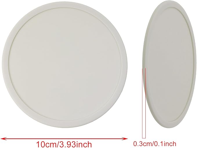 ONLYKXY 3 Pieces 3.93 Inch Silicone Coasters, Round Coasters for Drinks, Beverage Coffee Tea Coaster (Light White)