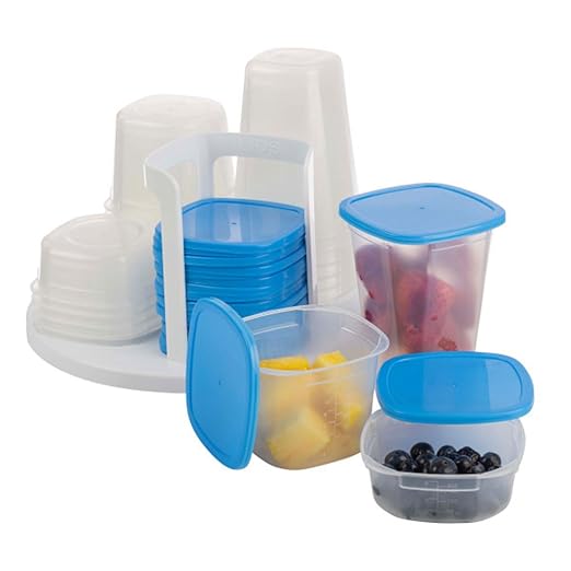 49 Piece Kitchen Containers Storage Set - 24oz, 16oz, and 8oz Plastic Food Storage Containers with Lids and Spinning Carousel for Kitchen Storage Organization, Meal Prep, or Leftovers by Chef Buddy
