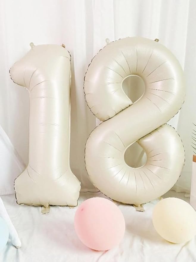 Number 6 Balloon 40 Inch, 6th Birthday Balloon for Boy Girl, Beige 16 60 61 65 Numbers Balloons Birthday Party Wedding Events Decorations