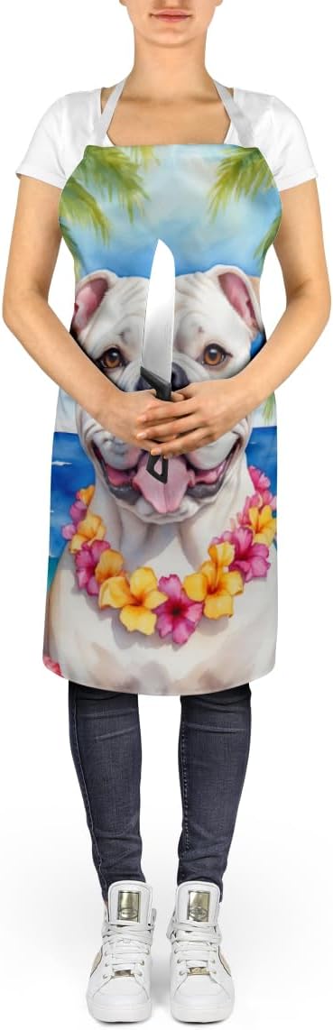 Caroline's Treasures American Bulldog Luau Apron Cooking Kitchen Server Baking Crafts Gardening for Adult Women Men, Unisex, Large, Multicolor