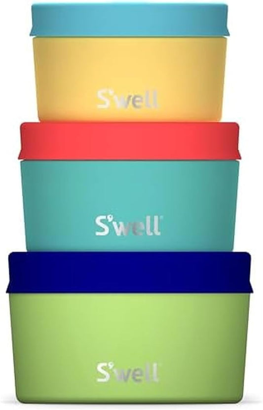 S'well Stainless Steel Food Canister Set Of Three, 10oz, 16oz, and 24oz, Tropical Smoothie, Single Walled Durable Construction, BPA Free, Dishwasher Safe