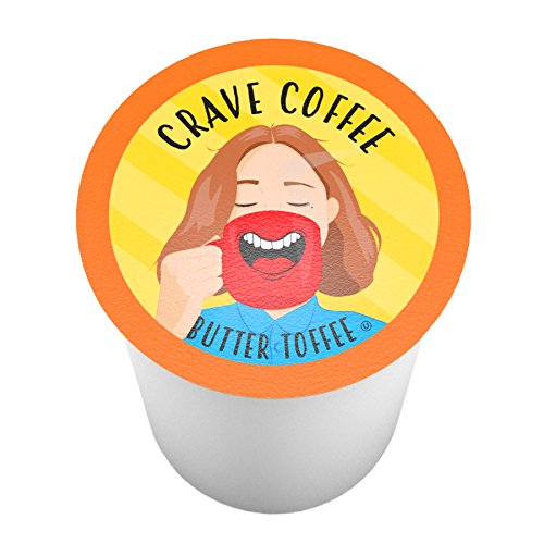Crave Beverages Flavored Coffee Pods, Compatible with Keurig K-Cup Brewers, Single Serve Butter Toffee, 100 Count