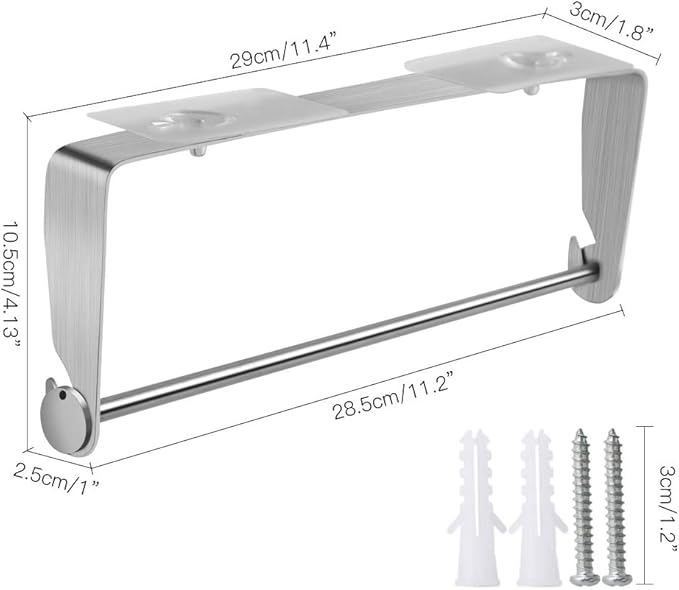 PHUNAYA Under Cabinet Paper Towel Holder Wall Mount for Home Kitchen,Stainless Steel for Large Rolls-Brushed Nickel