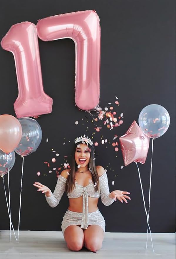 Numbers 9 Balloons Pearl Pink Party Decorations for Women Men, 40 In Big Balloons for Engagement, Wedding, Celebration Party, Graduations, Photo Shoot