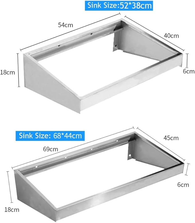 Wall Mounted Hand Sink - Stainless Steel Commercial Hand Washing Basin for Restaurant, Bar, Cafe, Salon & Spa, Home - with Bracket,Kita-52x38cm