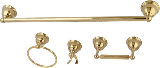 Kingston Brass BAK3961478PB Restoration 4-Piece Towel-Bar Bathroom Hardware Set, Polished Brass