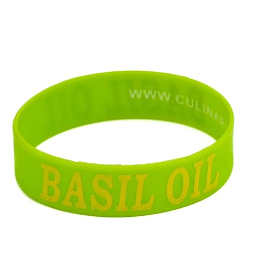 Culinary ID Bands Silicone Bottle Label, Basil Oil Print, Fits 16-24 oz Dredge Shaker and Squeeze Bottles, Durable Food ID Band, Professional-Grade, 1-Pack