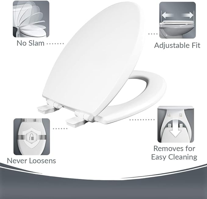 Mayfair Cassel Bidet Bundle, Slow-Close Never Loosen Toilet Seat with Perfect Fit, Fresh Water Spray, Non-Electric, Easy to Install Bidet, ROUND, White