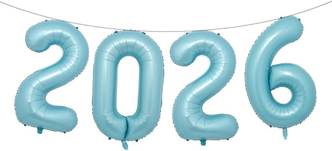 16 Inch 2026 Balloons Number 2026 Foil Balloons for New Years Eve Party Supplies Anniversary Party Graduation Decorations Home Office Decoration (2026 Light Blue)