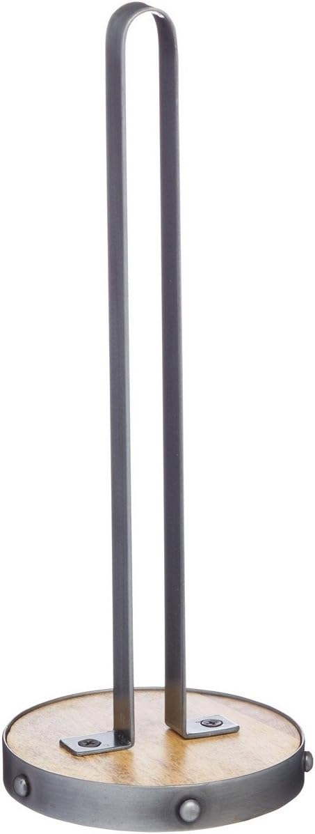 KitchenCraft Industrial Kitchen Metal/Wooden Kitchen Roll Holder, 31 cm (12")