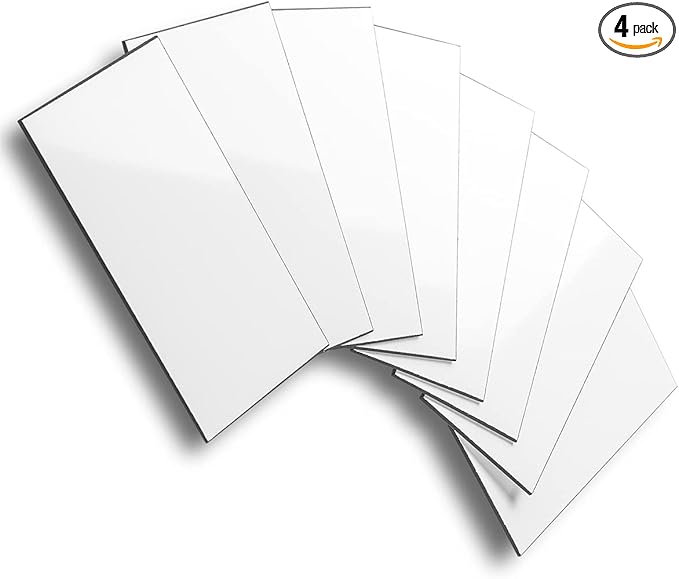 AULIGET 3" x 6" Thick PVC Peel and Stick Backsplash, Subway Tile Peel and Stick Wall Tiles (4, Polished White)