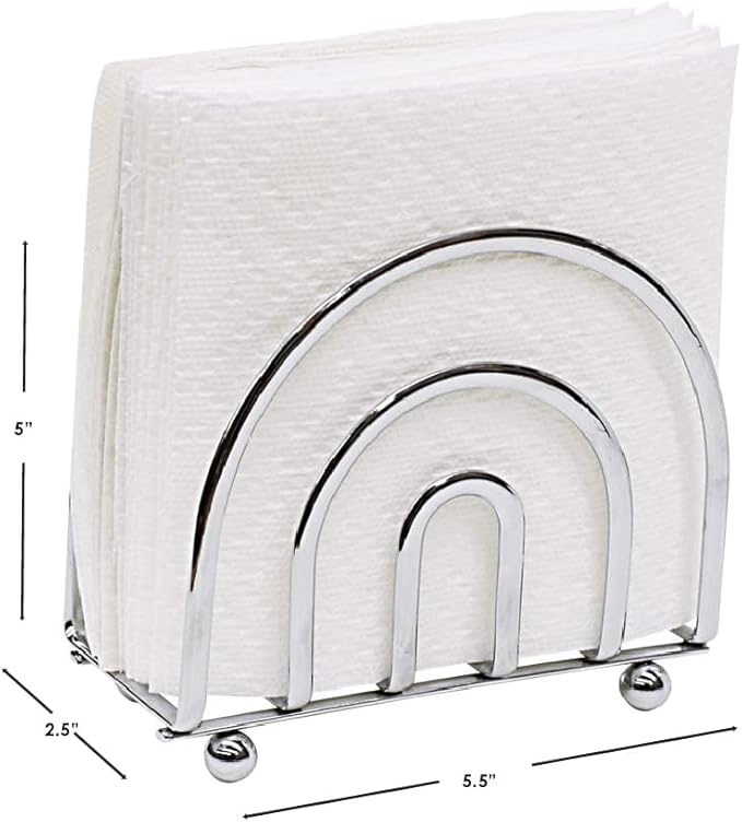 Home Basics Paper Napkin Holder/ Freestanding Tissue Dispenser For Kitchen Countertops, Dining Table, Picnic Table, Indoor & Outdoor Use, Durable Storage and Organization Option (Chrome)