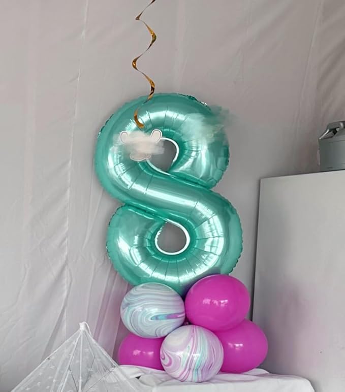 Number 8 Balloon 40 Inch, Blue Green Birthday Decorations For Women Men, Number Balloons for 8, 18, 28 Children's Day Adult Ceremony Party Decoration