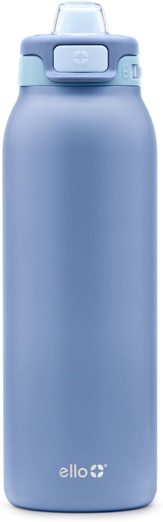 Ello Pop & Fill 32oz Stainless Steel Water Bottle with Quick Fill Technology, Double Walled and Vacuum Insulated Metal, Leak Proof Locking Lid, Sip and Chug, Reusable, BPA Free, Raincloud