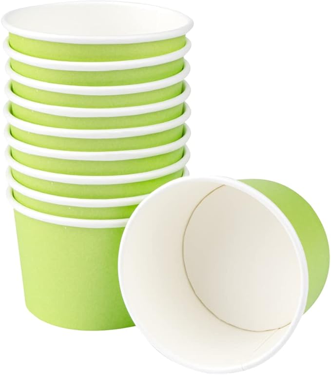 Coppetta 4 Ounce Dessert Cups, 50 Disposable Ice Cream Cups - Lids Sold Separately, Heavy-Duty, Green Paper Frozen Yogurt Bowls, For Hot And Cold Foods, Perfect For Gelato Or Mousse - Restaurantware