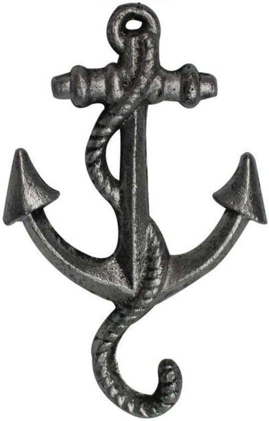Hampton Nautical Rustic Silver Decorative Cast Iron Anchor Wall Hook 5" - Rustic Wall Art - Vintage Wall Decor