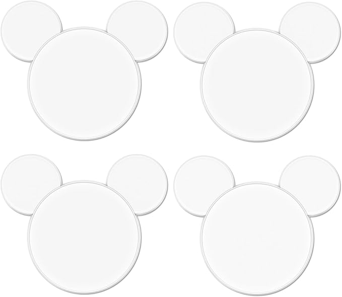 Funny Mouse Ears Coasters Non-Slip White Drink Coasters for Bars, Party, Office, Home Decor Tabletop Protection Birthday Wedding Housewarming Easter Gifts Ideas - Set of 4