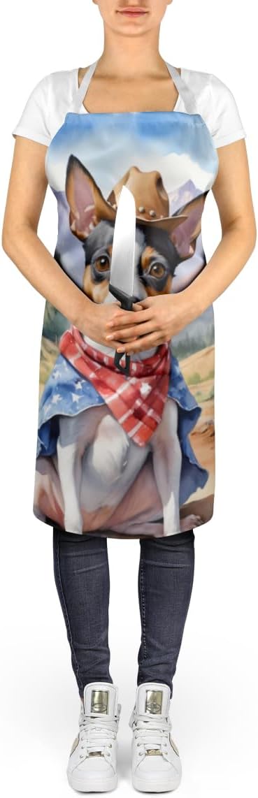 Caroline's Treasures Rat Terrier Cowboy Welcome Apron Cooking Kitchen Server Baking Crafts Gardening for Adult Women Men, Unisex, Large, Multicolor