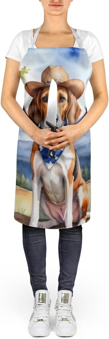 Caroline's Treasures American Foxhound Cowboy Welcome Apron Cooking Kitchen Server Baking Crafts Gardening for Adult Women Men, Unisex, Large, Multicolor