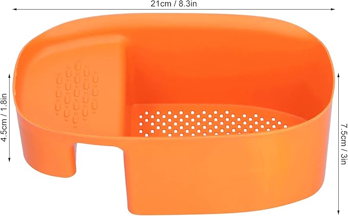 Drain Basket, Vegetable Strainers Sink Drain Rack Fruit Drainer 3X8.3 Inch Vegetable Washing Basket for Toilet for Kitchen for Sinks for Bathroom(orange)